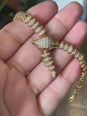 Elegant Gold Pavé Crystal Snake Bracelet
